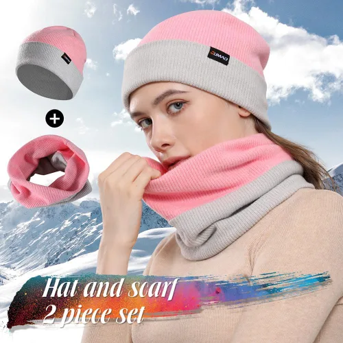 Miniatura 2 de WTACTFUL Conjunto de gorro holgado de invierno y bufanda térmica de doble capa, para hombres y mujeres, esquí, snowboard, al aire libre