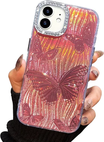 Miniatura 86 de I-MGAE-IN-AR Funda compacta para iPhone 11, diseño de mariposa, marco de protección de lente de cámara con diamante 3D, bonitas fundas protectoras