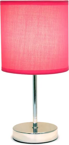 Miniatura 7 de Simple Designs LT2007-HPK-LB Lámpara de mesa básica cromada para sala de estar, mesita de noche, escritorio, encimera, rosa intenso, con bombilla