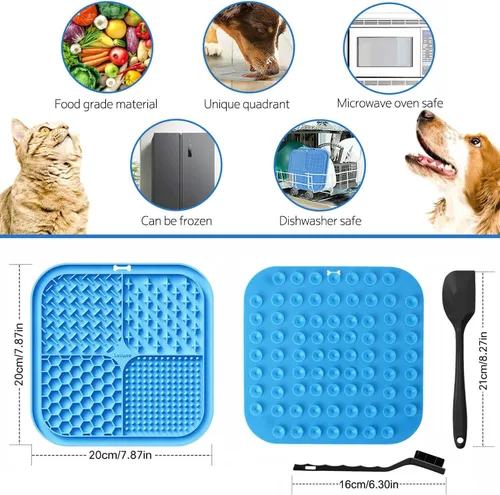 Miniatura 2 de Lesipee Alfombrilla para lamer perros y gatos, paquete de 2, patada para lamer de alimentador lento, juguetes para perros para aliviar la ansiedad