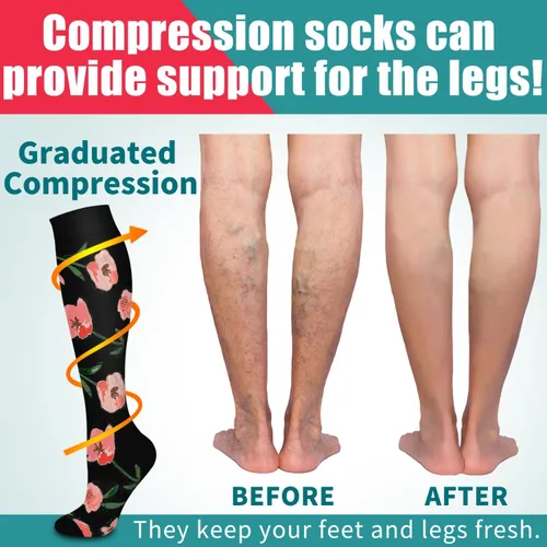 Miniatura 14 de Laite Hebe 4 pares de calcetines de compresión para mujeres y hombres, el mejor apoyo para enfermeras, correr, atletismo
