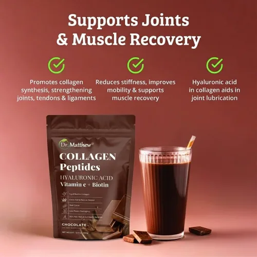 Miniatura 3 de Colágeno en polvo de chocolate. Colágeno con ácido hialurónico y vitamina C. Péptidos de colágeno de chocolate en polvo. Colágeno con vitamina C