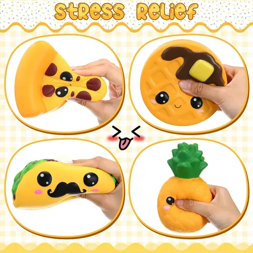 Miniatura 2 de Zhanmai 8 piezas de juguetes de crecimiento lento de espuma de comida, juguetes antiestrés en forma de perro caliente, pastel, pan, s'more, pizza