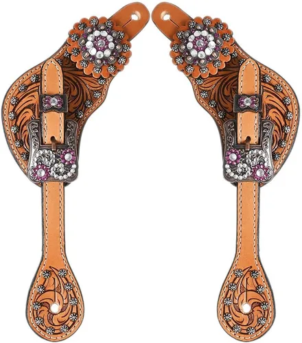Miniatura 7 de HILASON Correas de espolón estilo occidental para hombres y mujeres para montar a caballo, carreras de barriles, espectáculos y rodeo