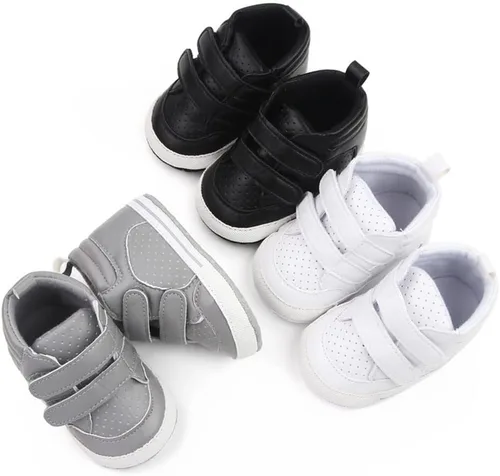 Miniatura 7 de Sekantrol Zapatos de cuna para recién nacidos, para niños y niñas, suela de goma suave, zapatos para bebés, zapatos deportivos de moda de caña alta