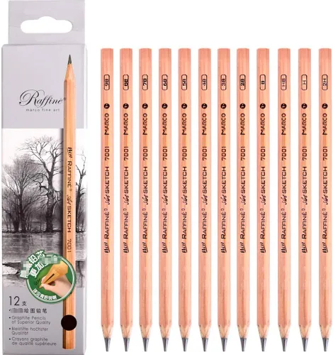Miniatura 2 de Lápiz de dibujo de madera, 12 lápices por caja (juego) 3H-2H-B-2B-3B-4B-5B-6B-7B-8B-9B