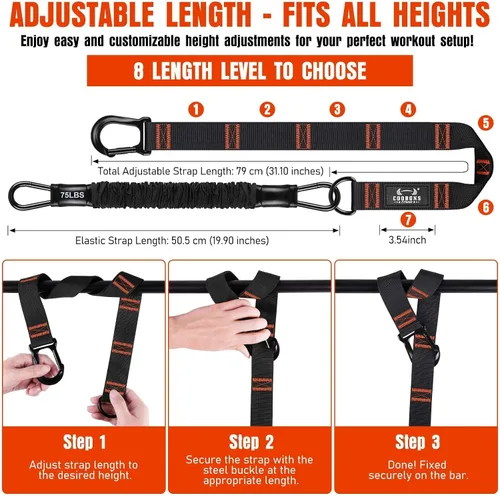 Miniatura 2 de Pull Up Assistance Bands, 300lbs Heavy Duty Resistance Bands for Pull Ups with Adjustable Height, Fabric Feet Rest & Knee Support, Strength Training