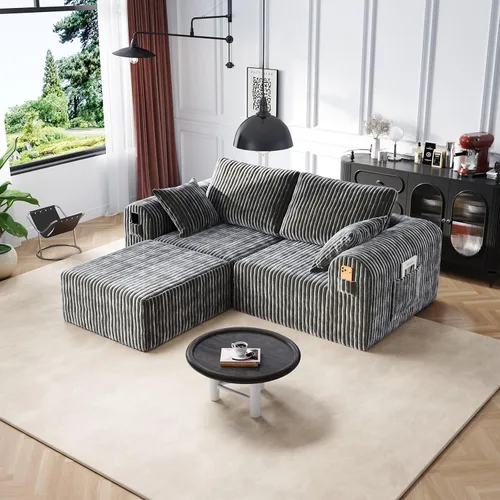 Miniatura 27 de Sofás modulares de pana otomana de 28.74 pulgadas para sala de estar, taburetes de sofá sin hueso, no requiere montaje, sofá profundo en una caja