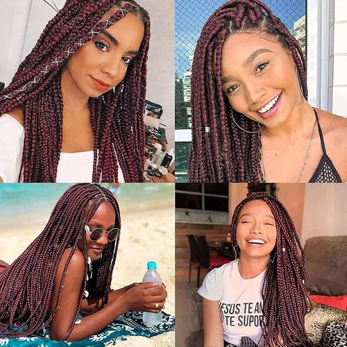 Miniatura 6 de 8 paquetes de extensiones de cabello trenzado profesional preestiradas de 24 pulgadas, trenzas sintéticas de pelo EZ natural, trenzas de ganchillo 8