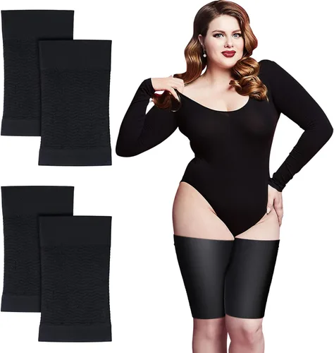 Geyoga 2 pares de envolturas para muslos para mujeres de talla grande, manga de compresión de pantorrilla, envoltura adelgazante superior para