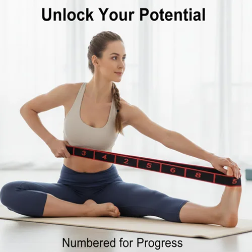 Miniatura 3 de Banda de resistencia para fitness, banda de resistencia numerada para estiramiento y yoga, equipo de entrenamiento de cuerpo completo para gimnasio