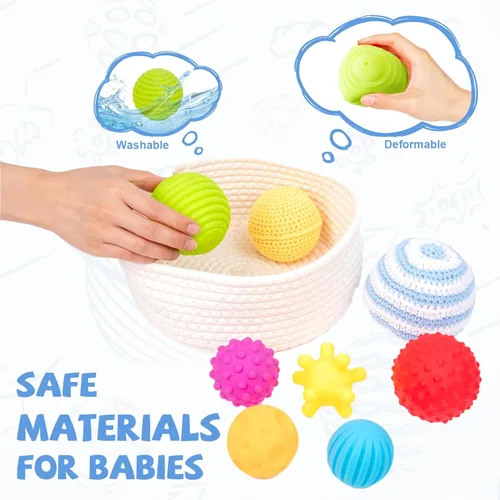 Miniatura 4 de Adena Montessori Paquete de 8 bolas sensoriales para niños pequeños de 1 a 3 años, juguetes sensoriales para bebés de 6 a 12 meses, juguete