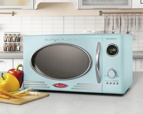 Miniatura 3 de Nostalgia Horno microondas retro para encimera + tostadora ancha de 2 rebanadas
