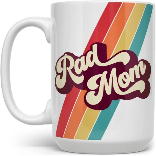 Miniatura 5 de Rad Mom - Taza de café retro, taza madre de niños, hija, hijo, marido (11 onzas)