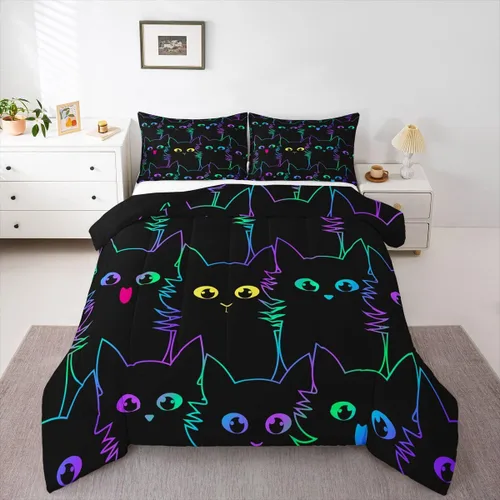Miniatura 16 de Juego de edredón de videojuegos para niños, niñas y hombres, juego de ropa de cama con estampado de consola de videojuegos negro, decoración