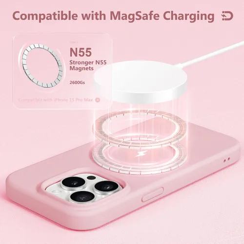 Miniatura 499 de GONEZ Funda de silicona para iPhone 15 Pro Max, compatible con Magsafe, protector de cámara + protector de pantalla, forro de microfibra suave