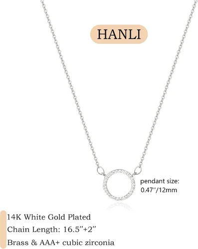 Miniatura 3 de HANLI Collares de plata para mujer, colección chapada en oro blanco de 14 quilates, con colgantes de cuentas, infinito, estrella de David, círculo