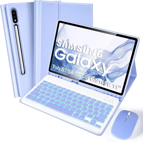 Miniatura 11 de SOPPY Teclado retroiluminado de 7 colores con mouse para Samsung Galaxy Tab S6 Lite de 10.4 pulgadas 2022/2020 (SM-P610/P613/P615/P619), funda
