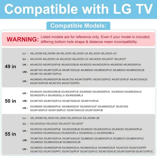 Miniatura 2 de Soporte para patas de TV LG, solo para LG TV Stand 55UK6500 55UJ6300 55UK6300 55UM6900 55UK6090PUA 55UN7300 55LJ550M 50UK6300 50UJ6300 50UK6500 60