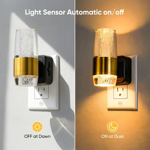 Miniatura 3 de Luz nocturna LED enchufable a la pared, paquete de 2 luces nocturnas acrílicas con brillo ajustable de 0-100 lúmenes, luz nocturna enchufable