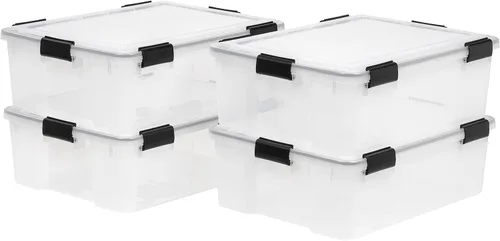 Miniatura 10 de IRIS USA - Contenedor organizador de plástico hermético para almacenamiento, 36 cuartos de capacidad, con tapa duradera, sello y hebillas de cierre