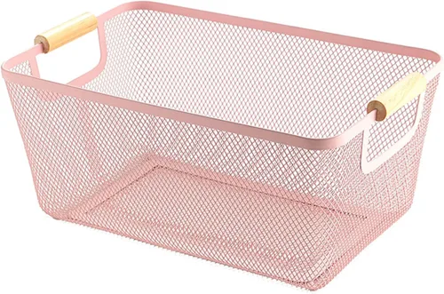 Miniatura 19 de AJIODA Cesta de acero de malla metálica, cesta organizadora de almacenamiento de alambre pequeña, cesta de cocina colgante multifunción con mango