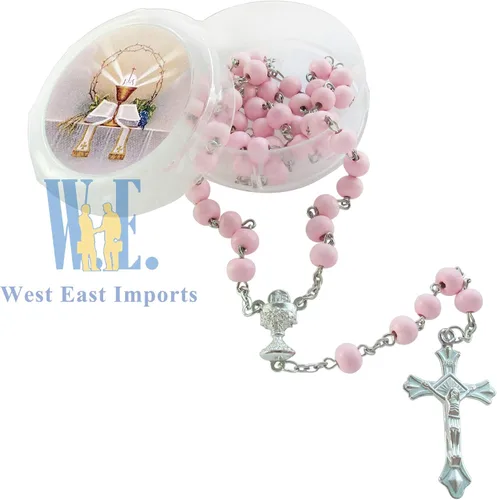 Miniatura 4 de Recuerdo de rosario perfumado para la Primera Comunión – 12 rosarios con caja de regalo individual y bolsa de organza., Acrílico, No es una piedra