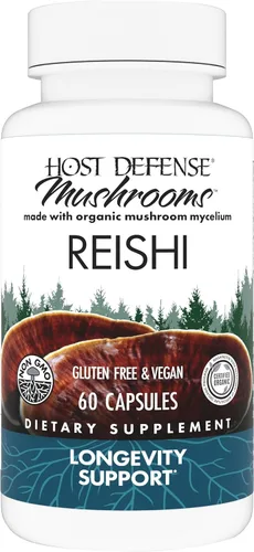 Host Defense Cápsulas Reishi - Suplemento de apoyo para la salud del corazón y el sistema inmunológico - Suplemento de hongos para apoyar la energía