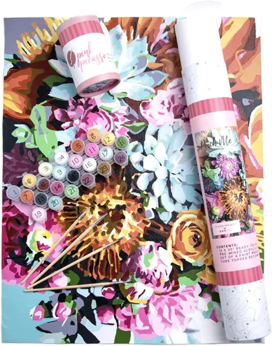 Miniatura 19 de Pink Picasso Kit de Pintura Floral Botánica por Números para Adultos y Adolescentes Juegos de Kits de Pintura Acrílica DIY en Lienzo 16x20