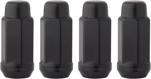 DPAccessories Tuercas negras de 1/2-20 para ruedas de posventa, extremo cerrado XL Bulge Bellota, 1.890 in (1.9 pulgadas) de alto, 0.748 in (3/4