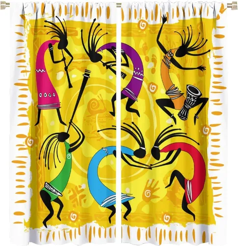 Miniatura 17 de Kokopelli - Cortinas opacas para cocina, decoración de sala de estar, dormitorio, 21 x 45 pulgadas, 2 paneles