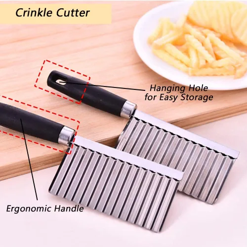 Miniatura 2 de Cuchillo de corte arrugado de acero inoxidable para papas y zanahorias, papas fritas, verduras y frituras francesas, cortador ondulado, cuchilla