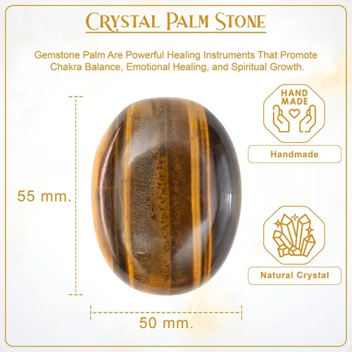 Miniatura 6 de Crocon® Piedra de palma grande de ojo de tigre de 1.969 in, más de 900 quilates, piedras de bolsillo para equilibrio natural de chakras, piedras