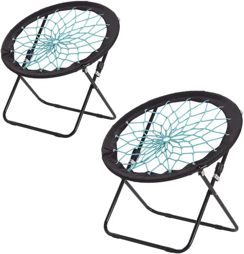 CampLand Bunjo Bungee - Silla plegable versátil con divertido diseño hinchable, para habitación, jardín, dormitorio y sala de estar, juego de 2 Negro
