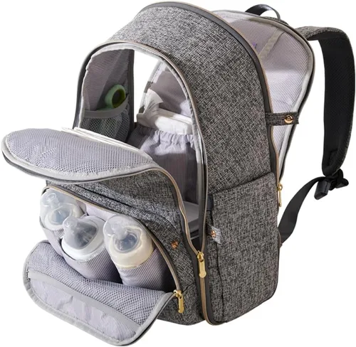 Miniatura 3 de SUNVENO Mochila para pañales, bolsas de pañales grandes para bebés con cambiador portátil para mamás y papás, Gris, Mochilas de viaje