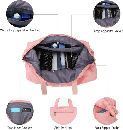 Miniatura 5 de Bolsas de viaje para mujer, bolsa de viaje de fin de semana para mujer, bolsa de gimnasio deportiva, bolsa de lona de entrenamiento, bolsa de hombro