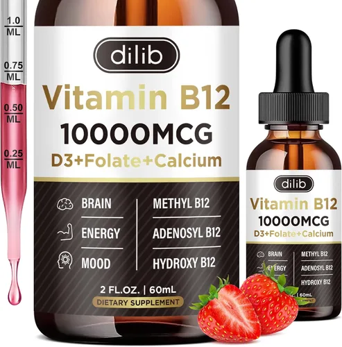 Miniatura 9 de Complejo de vitamina B12 de 10000 mcg Suplemento sublingual triple líquido B-12 gotas Mezcla de metilcobalamina y adenosilcobalamina e hidroxo