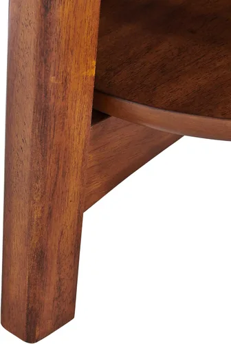 Miniatura 8 de Alaterre Furniture Monterey - Juego de 2 mesas auxiliares redondas con estante de almacenamiento, mesita de noche moderna de mediados de siglo