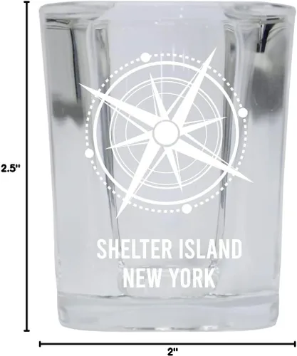 Miniatura 3 de Shelter Island New York Beach Souvenir - Vaso de chupito de base cuadrada de 2 onzas