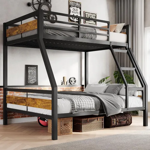 Miniatura 15 de Feonase - Litera de camas individuales con escalera, de metal, con barandilla alta, con soporte de listones de metal resistente, sin ruido, no Negro