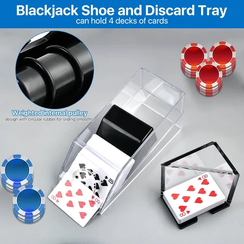Miniatura 4 de Bandeja de blackjack para zapatos y descartes, zapato de blackjack transparente, dispensador de tarjetas acrílicas para jugar a las cartas, bandejas