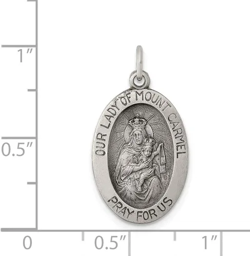 Miniatura 3 de Medalla de plata de ley antigua de Nuestra Señora del Monte Carmelo 0945in 0512in estilo QC5574