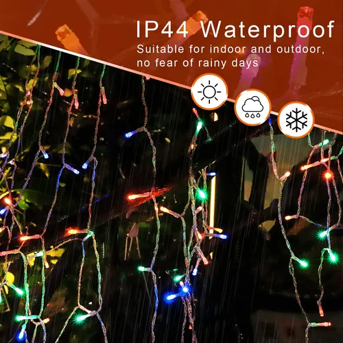 Miniatura 4 de DANLI - Decoraciones de Navidad, luces de cadena de Navidad para exteriores, 320 luces LED con estrella con temporizador