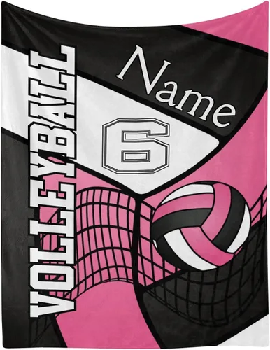 Manta de bebé personalizada de voleibol deportivo con nombre, manta de forro polar suave para niñas y niños, recién nacidos, regalo de cumpleaños,