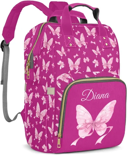 Miniatura 17 de Mochila de pañales personalizada con lazo con nombre, gran capacidad, multifuncional, bolsa de mamá, impermeable, elegante bolsa de lactancia Arco 05