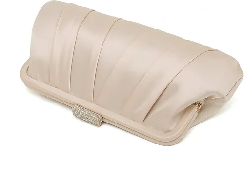 Miniatura 5 de CHARMING TAILOR Bolso de mano clásico de satén plisado con diamantes para bodas bailes eventos de corbata negra
