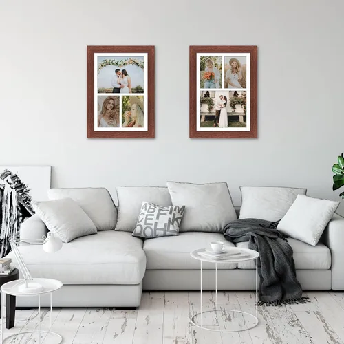 Miniatura 573 de Marcos de Fotos Collage de 13.5X15.5 con 7 Aberturas para Fotos de 4X6, Marco de Fotos Múltiples con Paspartú para Decoración de Pared, Grano