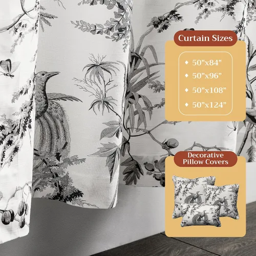 Miniatura 4 de Maison d' Hermine Cortinas para Sala de Estar 100% Algodón 84 Pulgadas de Largo Un Panel Cortinas de Filtrado de Luz Toile para Ventanas de 37
