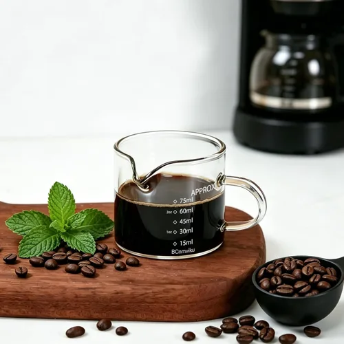 Miniatura 3 de BCnmviku Paquete de 2 Tazas Medidoras de Vidrio para Espresso Jarra Triple Taza de Leche 75ML Tazas de Espresso con Asa Vaso de Chupito con Boca