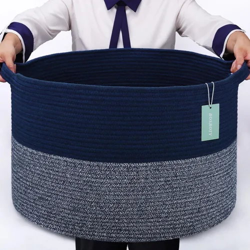 Miniatura 33 de Cesta Extra Grande para Mantas 87L, Cesta para Ropa Sucia, Cesta de Guardería para Bebés para Almacenamiento de Juguetes, Ropa y Toallas, Cesta